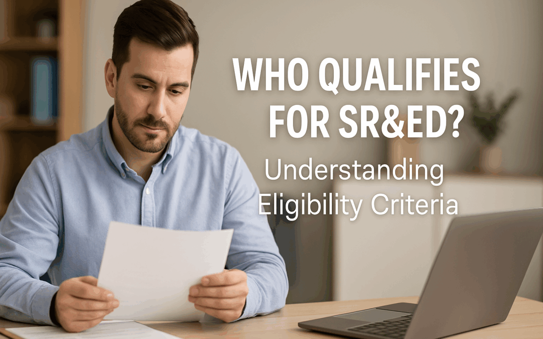 Man reading tax credit paperwork related to Canadian SR&ED program